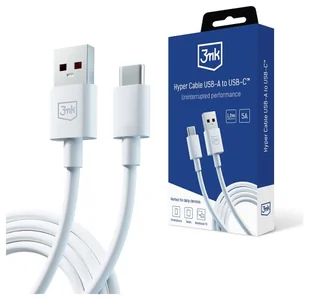 3mk Hyper USB-A - USB-C 1.2m 5A biały - Kable USB - miniaturka - grafika 1