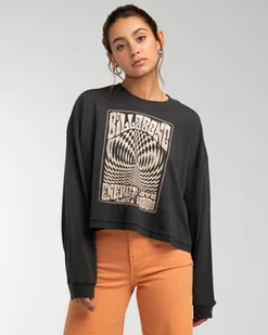 t-shirt damski BILLABONG GO WITH FLOW CROPPED LS Off Black - Koszulki i topy damskie - miniaturka - grafika 1