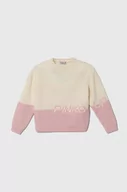 Swetry dla dziewczynek - Pinko Up sweter wełniany dziecięcy kolor różowy - miniaturka - grafika 1