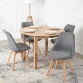 Krzesła - Krzesło Tapicerowane do Jadalni NEVEL Szare Skandynawskie - miniaturka - grafika 1