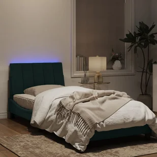 Rama łóżka z oświetleniem LED, ciemnozielona, 80x200cm, aksamit Lumarko! - Łóżka - miniaturka - grafika 6