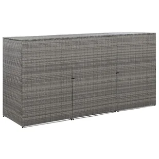 vidaXL Osłona na 3 kosze na śmieci, antracyt, 229x78x120 cm, rattan PE vidaXL - Kosze na śmieci - miniaturka - grafika 1