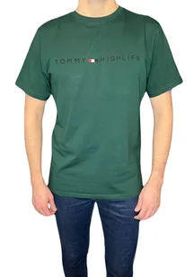 T-shirt męski ciemno zielony gładki okrągły dekolt M - Koszulki męskie - miniaturka - grafika 1
