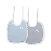 Śliniaki i fartuszki - Śliniak bawełniany 2 szt. z odobną koronką niebieski szary prostokąt - miniaturka - grafika 1