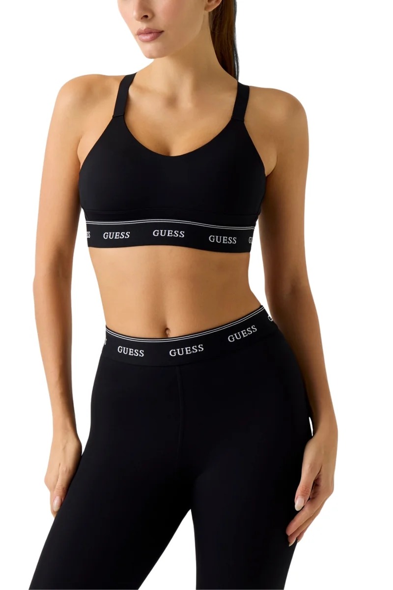 GUESS Czarny damski stanik sportowy Alba M