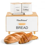 Herbata - Chlebak Pojemnik na chleb Kosz na chleb Pojemnik na chleb biały + 2 pojemniki Kawa herbata + szczypce - miniaturka - grafika 1