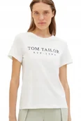 Koszulki i topy damskie - TOM TAILOR KLASYCZNY T SHIRT DAMSKI BAWEŁNA BIAŁA Z NADRUKIEM XS J5D - miniaturka - grafika 1