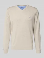 Swetry męskie - Sweter z dzianiny z detalem z logo - miniaturka - grafika 1