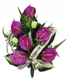 Sztuczne kwiaty - WIĄZANKA POGRZEBOWA SZTUCZNE KWIATY + WŁASNY NAPIS NA SZARFIE - miniaturka - grafika 1