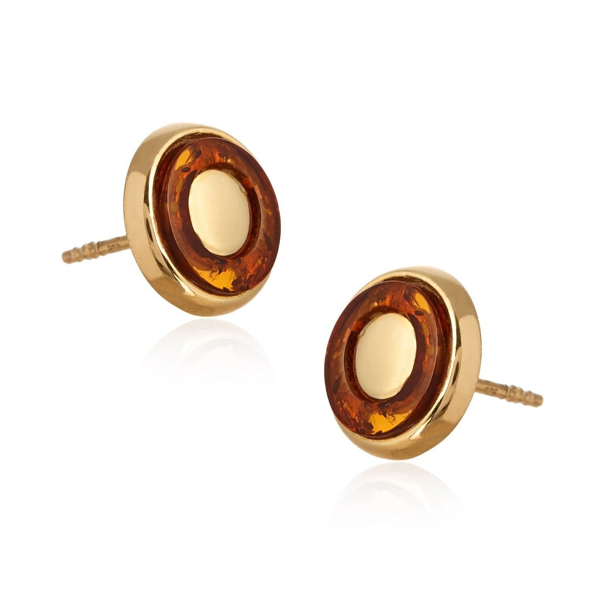 ankabizuteria.pl Kolczyki srebrne pozłacane kółka z koniakowym bursz