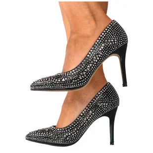 Wieczorowe szpilki z kryształkami - MENBUR 23345 CZARNE - Czółenka - miniaturka - grafika 16