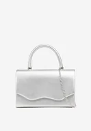 Torebki damskie - Srebrna Prostokątna Torebka Kopertówka z Rączką i Klapą Zariene - miniaturka - grafika 1