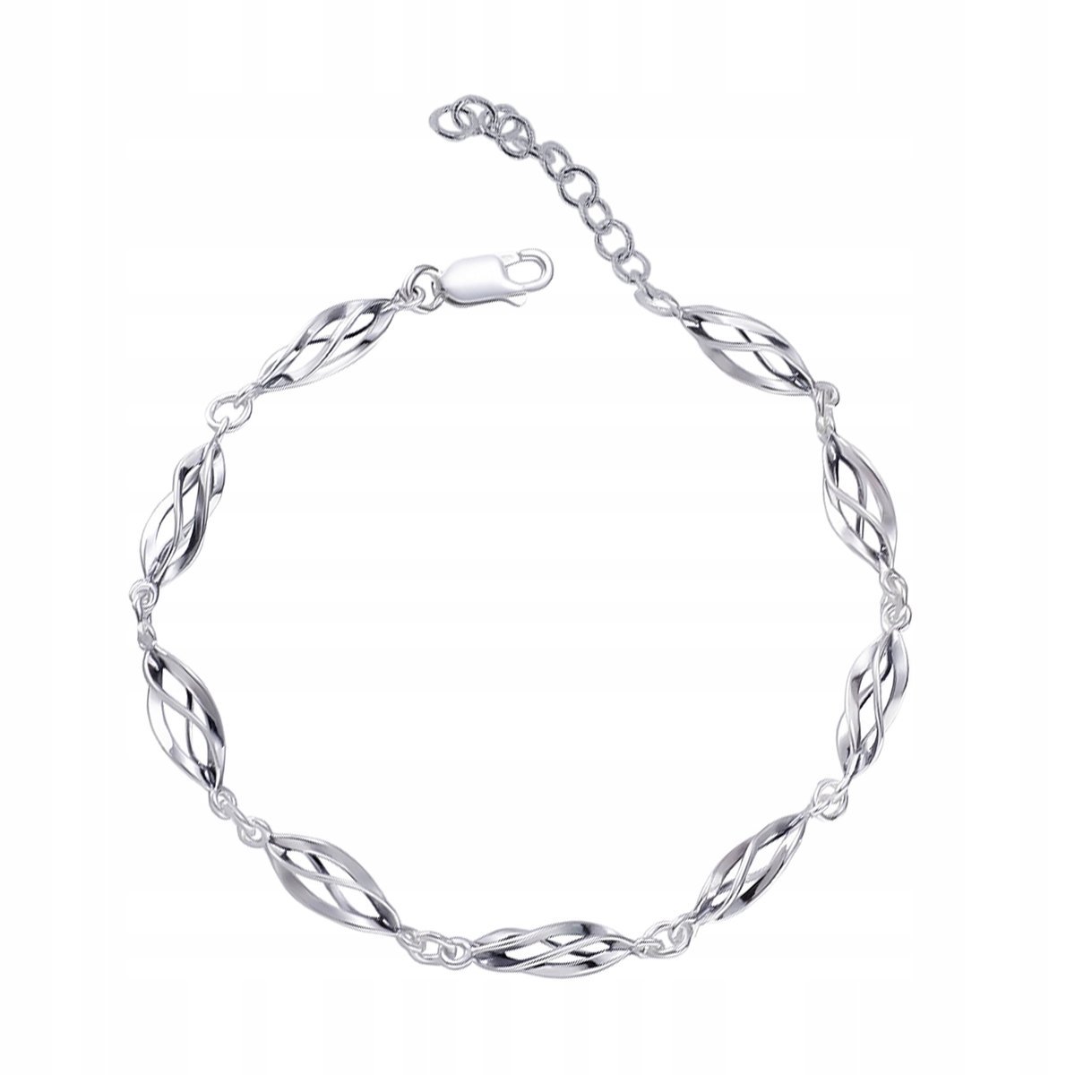Bransoletka srebro pr 925 Elegancka Polerowana Bransoletka Spirala Prezent