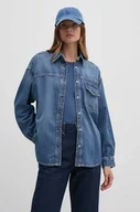 Koszule damskie - Tommy Hilfiger koszula jeansowa damska kolor niebieski relaxed z kołnierzykiem klasycznym WW0WW42217 - miniaturka - grafika 1