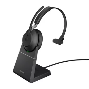 Jabra Evolve2 65 USB-C MS Mono zestaw słuchawkowy  dla Microsoft Teams z podstawką do ładowania, czarny - Sprzęt konferencyjny i radiowęzłowy - miniaturka - grafika 1