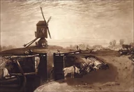 Plakaty - Galeria Plakatu, Plakat, Windmill and Lock (Liber Studiorum, part VI, plate 27), William Turner, 50x40 cm - miniaturka - grafika 1
