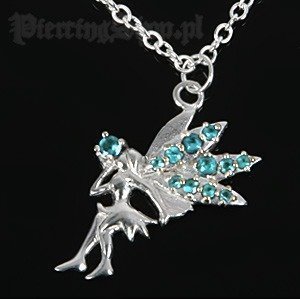 Srebrny łańcuszek WRÓŻKA oczko turkus [SPE-48]