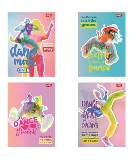 Zeszyt A5 60 kartek kratka. Okładka laminowana lakier miejscowy UV 70 g/m2. Dance Mode