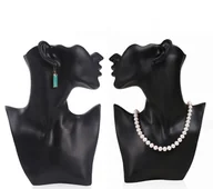 Biżuteria - akcesoria - 2 x popiersie jubilerskie czarne popiersie manekina jubilerskiego jako stojak na biżuterię do naszyjników, kolczyków manekin kobieca głowa / ramię do prezentacji biżuterii stojak na naszyjnik ekspozytor kolczyków - miniaturka - grafika 1