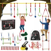 Place zabaw - Park Linowy Przenośny Tor Przeszkód Małpi Gaj 15m Prezent dla Dzieci 28 szt - miniaturka - grafika 1