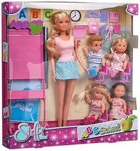 STEFFI LOVE 105730472002 Maitresse d'école-Poupée Manekin 29 cm Tableau et Accessoires + 4 lalki élèves, wielokolorowa, jeden rozmiar - Manekiny wystawowe - miniaturka - grafika 1