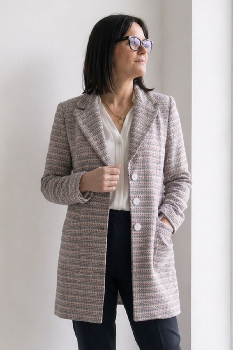 Płaszcz damski ITALY kolorowy fiolet elegancki lekki wiosenny One Size