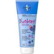 Kosmetyki kąpielowe dla dzieci - 4organic Naturalny szampon i żel do mycia dla dzieci 2w1 Blueberry Friends 200ml - miniaturka - grafika 1
