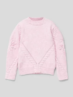 Swetry dla dziewczynek - Sweter z dzianiny w jednolitym kolorze - grafika 1