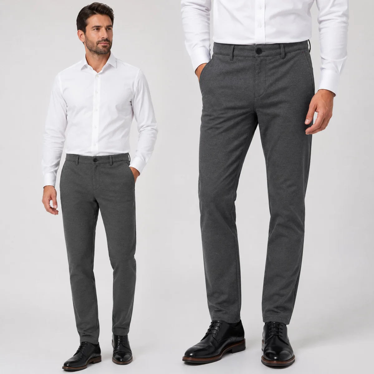 Spodnie Męskie Materiałowe Eleganckie Casual Pako Lorente Grafitowe 34/32