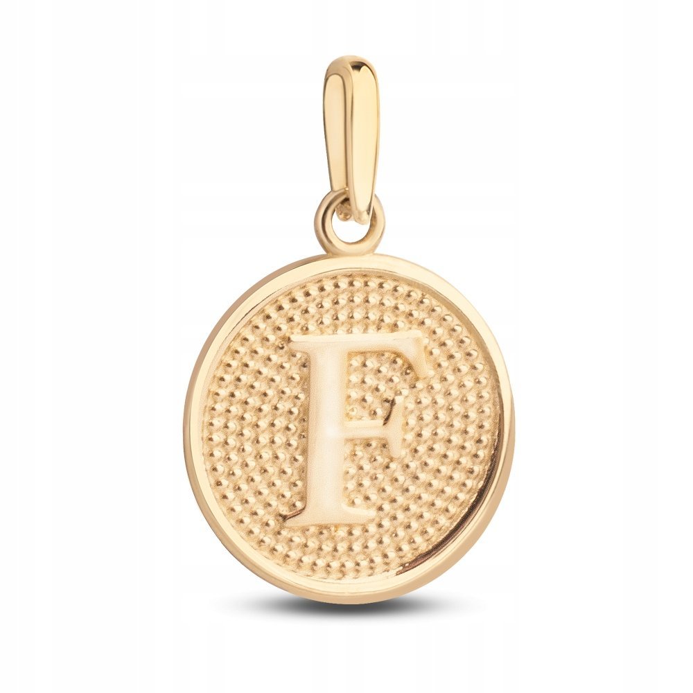 ZŁOTA WYJĄTKOWA ZAWIESZKA MEDALIK LITERKA F 333