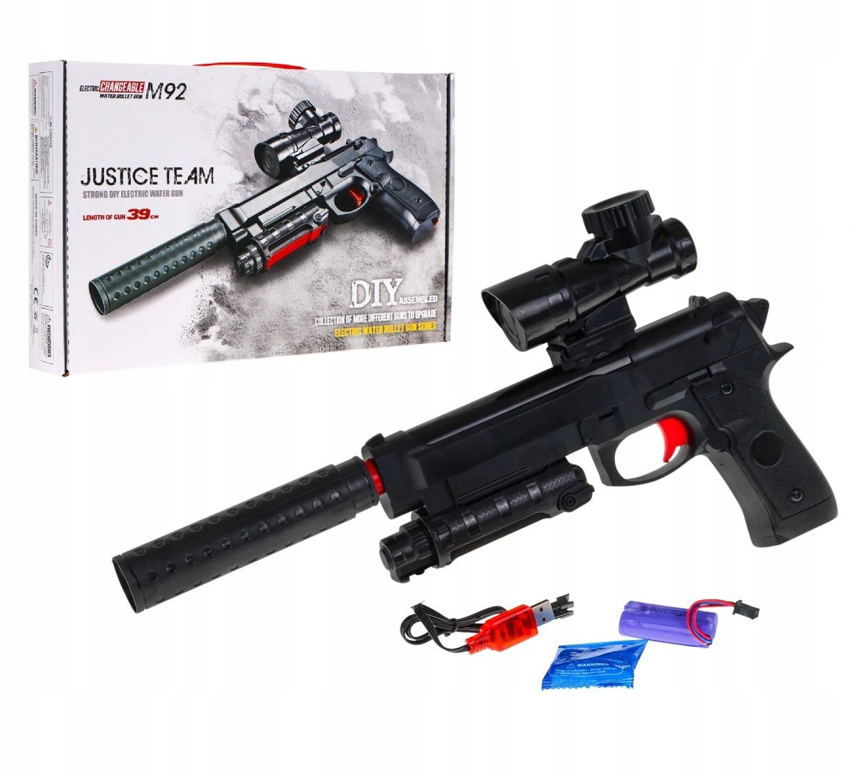 Pistolet Karabin Automatyczny Na Kulki Żelowe Elektryczny Czarny