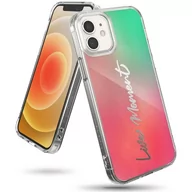 Etui i futerały do telefonów - Ringke Fusion Design pancerne etui pokrowiec z żelową ramką iPhone 12 mini różowo-zielony (GNAP0020) - miniaturka - grafika 1