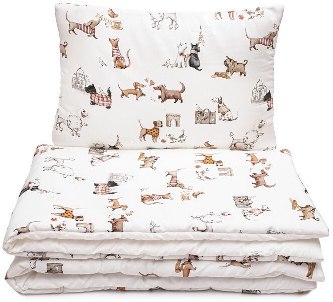Eurofirany Komplet pościeli bawełniana 80x100 cm - Paryskie Pieski
