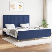 Łóżka - Lumarko Rama łóżka z zagłówkiem, niebieska, 180x200 cm, obita tkaniną - miniaturka - grafika 1