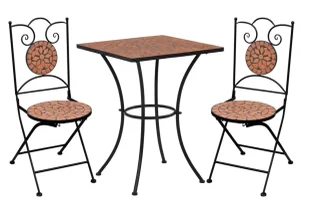 Ciemnopomarańczowy 3-cz. mozaikowy zestaw mebli R6-T39 - Meble ogrodowe Ciemnopomarańczowy 3-cz. mozaikowy zestaw mebli R6-T39 - Meble ogrodowe - miniaturka - grafika 1