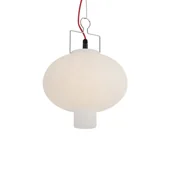 Lampy ogrodowe - QAZQA Lampa wisząca zewnętrzna biała 35 cm z czerwoną wtyczką IP44 - Pion - miniaturka - grafika 1