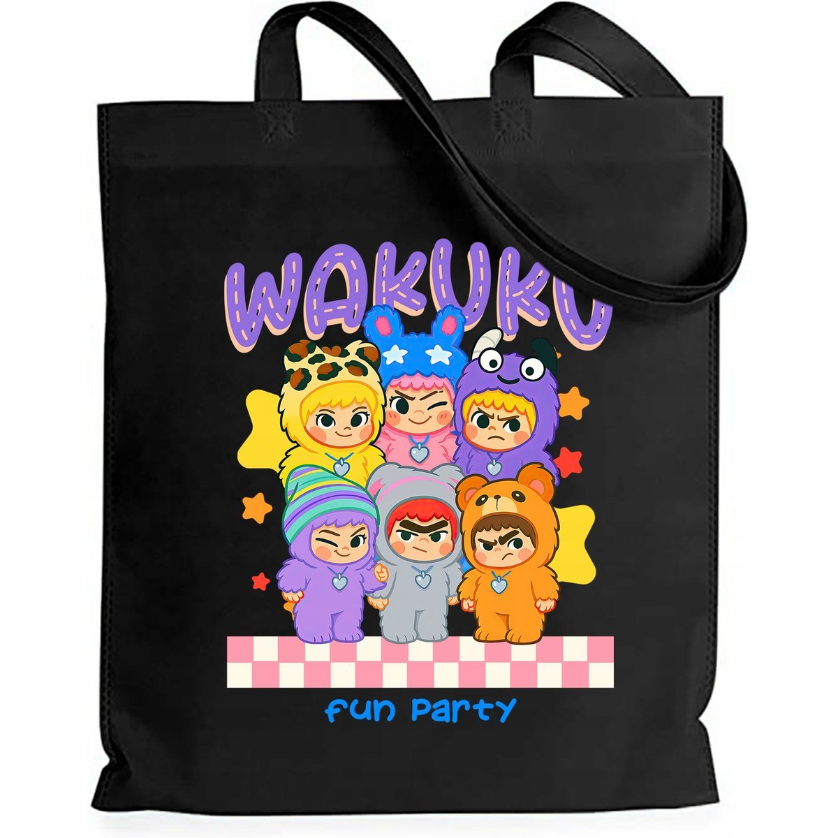 Torba Czarna EKO Shopper FUN PARTY Na Zakupy Na Prezent Święta Wzory