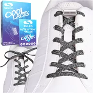 Akcesoria obuwnicze - Sznurówki bez wiązania z zapinkami mocne sport szare z brokatem - miniaturka - grafika 1