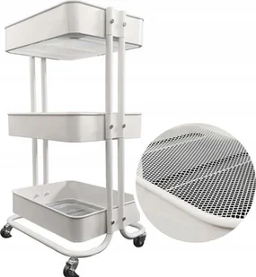kontrast Wózek regał na kółkach metalowy kuchnia łazienka 3 póki 74cm biały - Regały - miniaturka - grafika 1