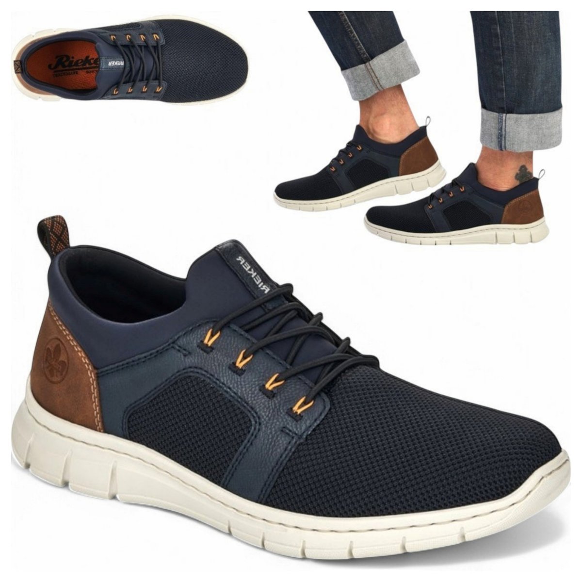 Buty Męskie Półbuty Lekkie Wiosenne RIEKER Wygodne Sportowe Oddychające Buty Męskie Półbuty Lekkie 45 Wiosenne RIEKER Wygodne Sportowe Oddychające