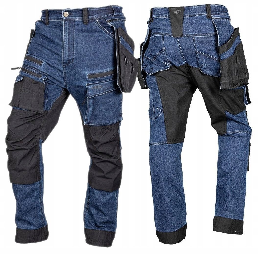 Neo Spodnie robocze Denim Wzmocnienia Cordura, Granatowe, Roz. S 81-361-1-S