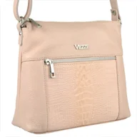 Torebki damskie - Włoska skórzana torebka listonoszka róż pudrowy VEZZE - miniaturka - grafika 1