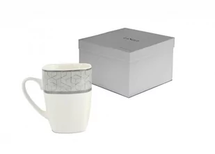 Biały kubek w srebrny geometryczny wzór 300 ml - Kubki - miniaturka - grafika 1