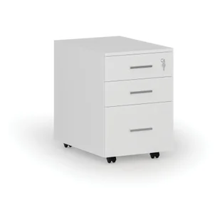 Kontener biurowy mobilny na teczki zawieszkowe SOLID, 3 szuflady, 430 x 546 x 619 mm, biały - Szafki biurowe - miniaturka - grafika 1