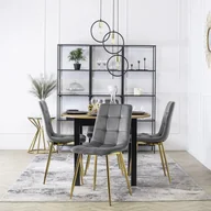 Krzesła - Zestaw 4x Krzesło Tapicerowane do Salonu YORK Szare Welurowe Nowoczesne Loft - miniaturka - grafika 1