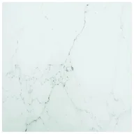 Blaty meblowe i parapety okienne - shumee Blat stołu biały 40x40 cm 6 mm szkło ze wzorem marmuru - miniaturka - grafika 1