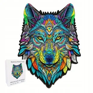 Drewniane unikalne PUZZLE WILK piękny PREZENT układanka 240el rozm. L (A3) - Puzzle - miniaturka - grafika 1