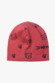 Czapki dla dzieci - Dzianinowa czapka dla dziewczynki - koty - grafika 1