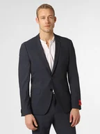 Garnitury - HUGO Męska marynarka od garnituru modułowego Mężczyźni Slim Fit wełna ze strzyży niebieski wypukły wzór tkaniny, 46 - miniaturka - grafika 1