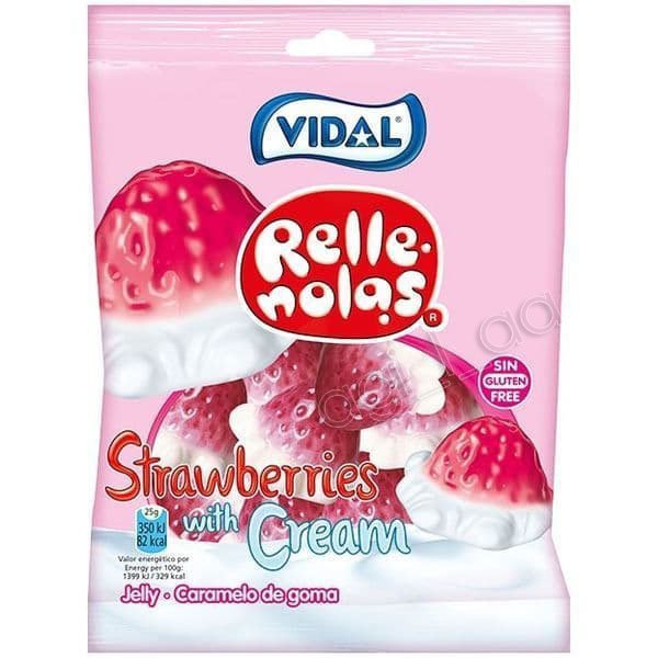 Vidal żelki truskawka ze śmietanką strawberries with cream 85g bezglutenowe